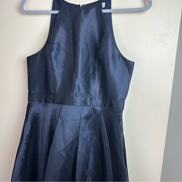 Lulus NavyBlue Broadway Show High-Low MidWeight Taffeta Construction Gown NWOT M - Picture 14 of 16
